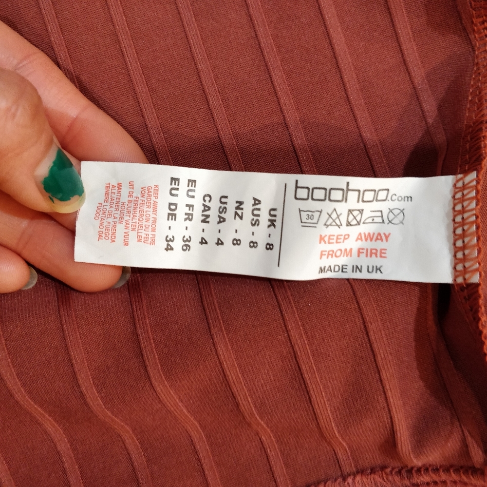 Boohoo Ruffle trim ribbed twist front co-ord - Picture 11 of 16